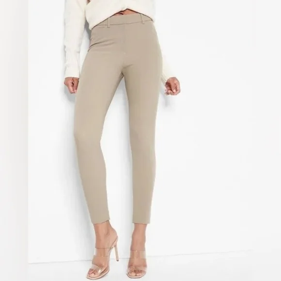Express Editor High Rise Skinny Cream Pants Business Casual Luxury Minimalist - Picture 2 of 10